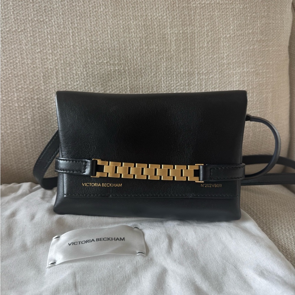 Victoria Beckham Black Crossbody Bag with Gold Hardware